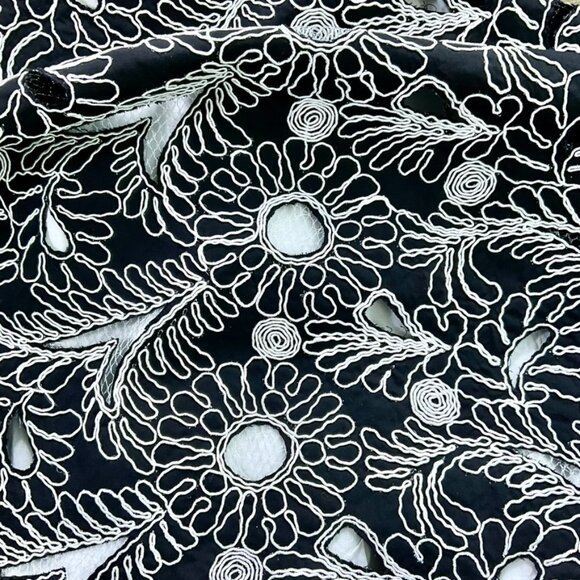 Anthropologie Maeve Dress Midi Strapless Embroidered Black White Floral (8) - Picture 6 of 12